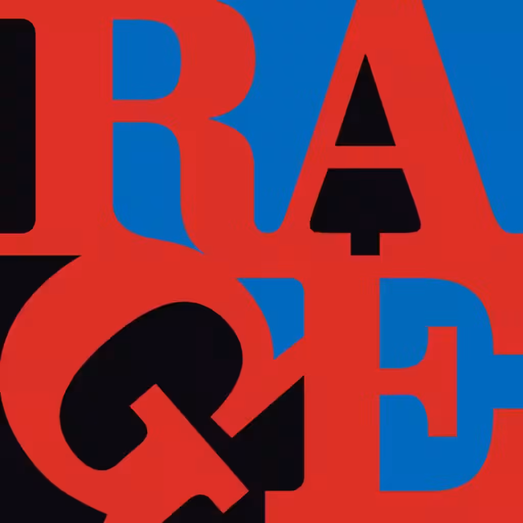 Sleeve of Renegades, 2000: an altered version of Robert Indiana's 1965 LOVE pop-art print spelling the word RAGE.